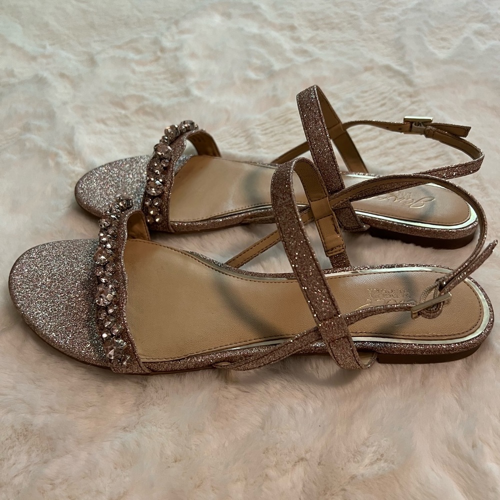 Jewel Badgley Mischka Ormond Flat Dress Sandal size 9.5M, Rose Gold - Picture 6 of 8